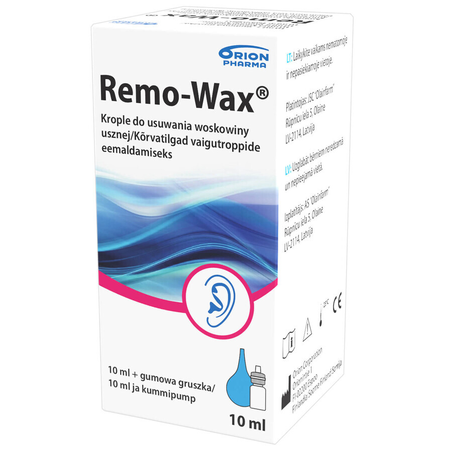 Remo-Wax, earwax removal drops, 10 ml + rubber bead