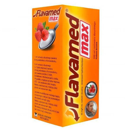 Flavamed Max 30 mg/5 ml, oplossing voor oraal gebruik, frambozensmaak, 100 ml