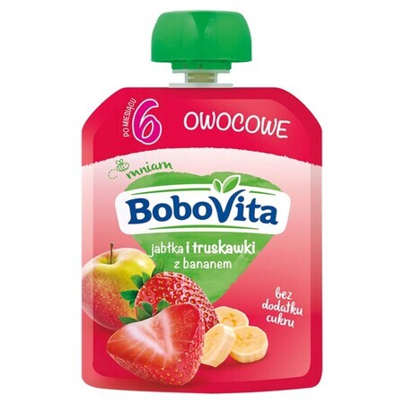 BoboVita Mousse in tubo, mela e fragola con banana, dopo 6 mesi, 80 g