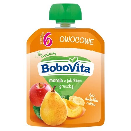 BoboVita Mousse in tubo, albicocche con mela e pera, dopo 6 mesi, 80 g