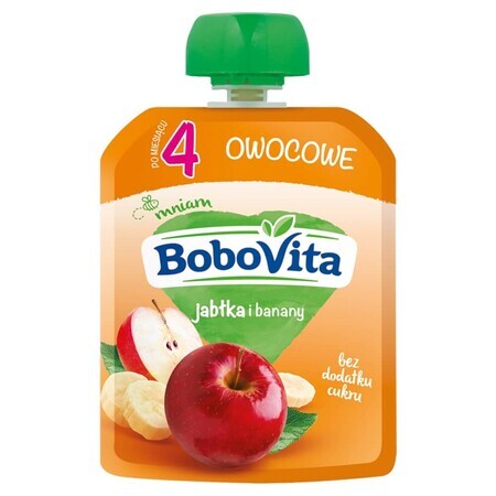 BoboVita Mousse in tubo, mela e banana, dopo 4 mesi, 80 g