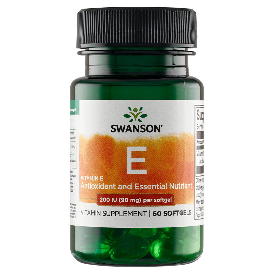 Swanson E, vitamina E 200 UI, 60 capsule in gel