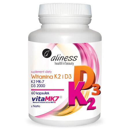 Aliness Vitamin K2 MK-7 100 µg + D3 2000 IU, 60 capsules