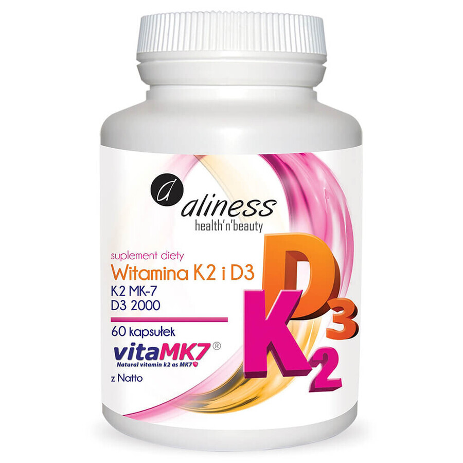 Aliness Vitamin K2 MK-7 100 µg + D3 2000 IU, 60 capsules