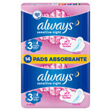 Always Ultra Night Sensitive, hygienic towels with wings, 14 pcs