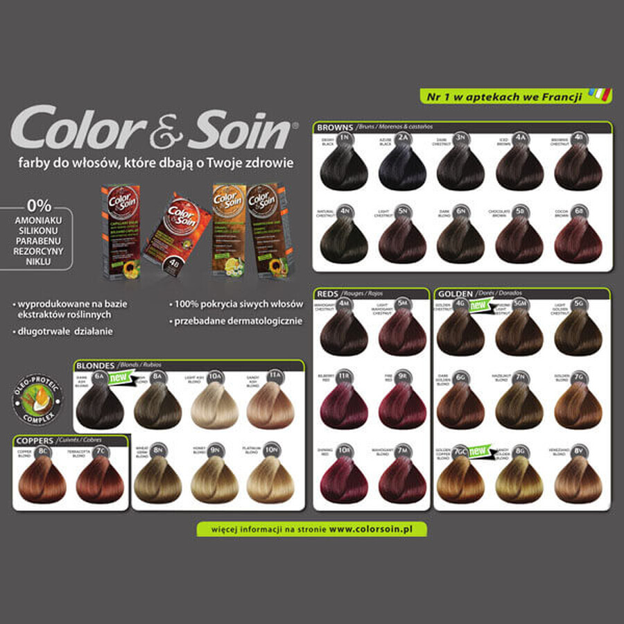 Color&amp;Soin, haarverf, 1N, ebbenhoutzwart, 135 ml