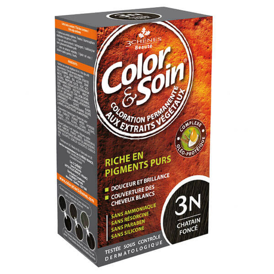 Color&amp;Soin, tintura per capelli, 3N, castagno scuro, 135 ml