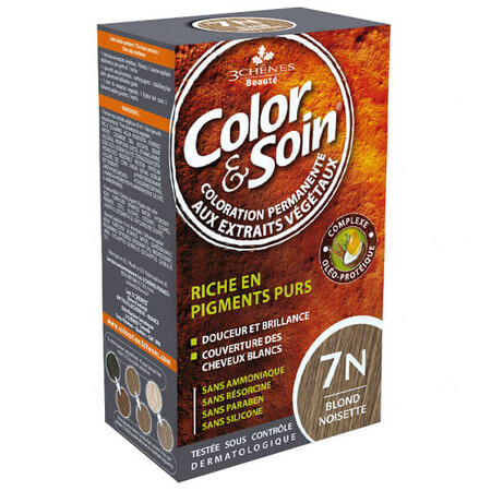 Color&amp;Soin, haarverf, 7N, hazelnootblond, 135 ml