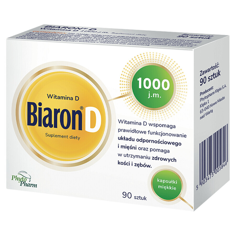 Biaron D, vitamina D 1000 UI, 90 capsule 