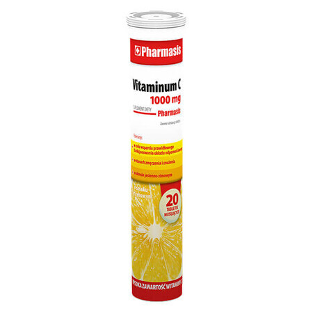 Pharmasis Vitaminum C 1000 mg, gusto limone, 20 compresse effervescenti