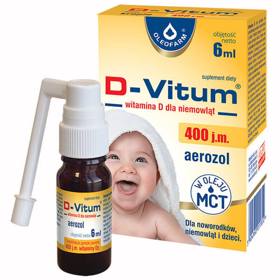 D-Vitum 400 UI, vitamina D per bambini, aerosol, 6 ml