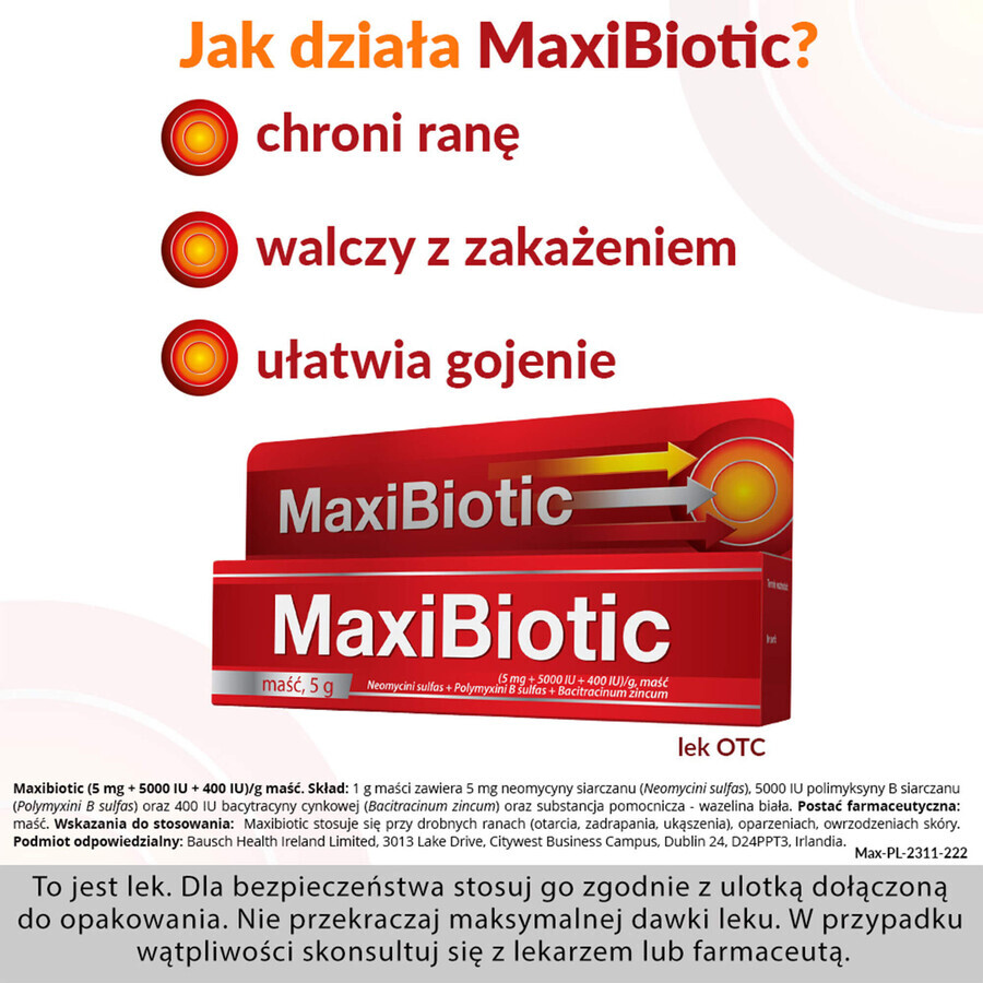 Maxibiotic (5 mg + 5000 IU + 400 IU)/g, ointment, 5 g