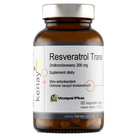 Kenay Resveratrol Trans Micronized 200 mg, 60 vegetable capsules