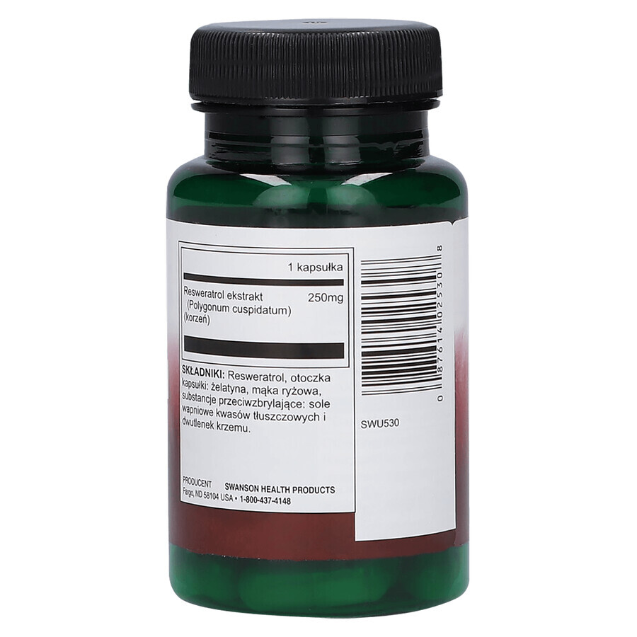 Swanson Resveratrol, resveratrolo 250 mg, 30 capsule