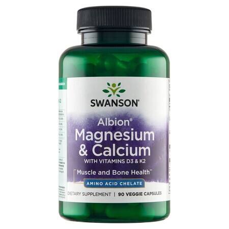 Swanson Albion Magnésium &amp; Calcium, chélate de magnésium et de calcium, 90 gélules