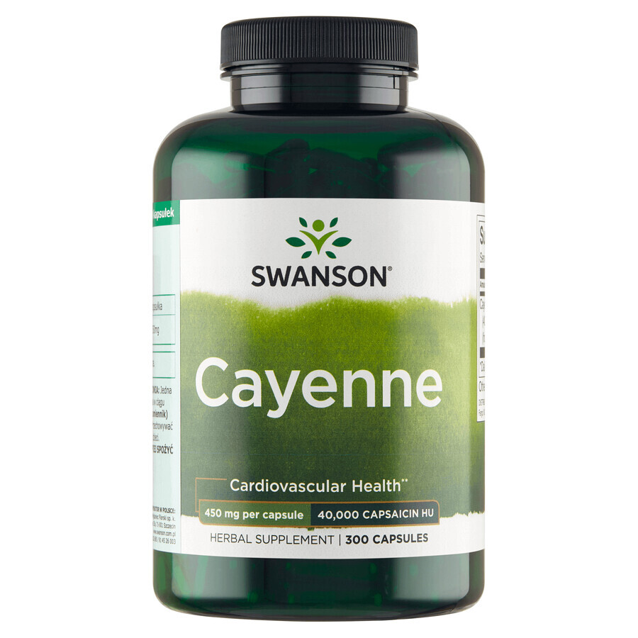 Swanson Cayenne, cayenne pepper 450 mg, 300 capsules