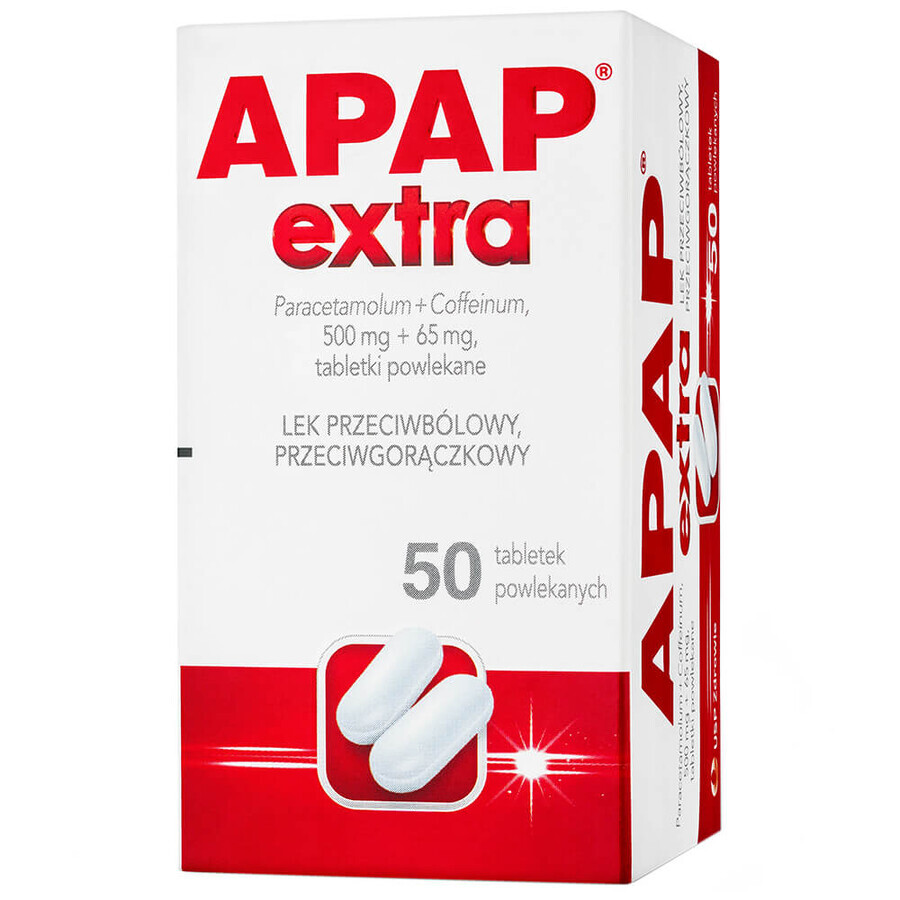 Apap Extra 500 mg + 65 mg, 50 comprimidos recubiertos