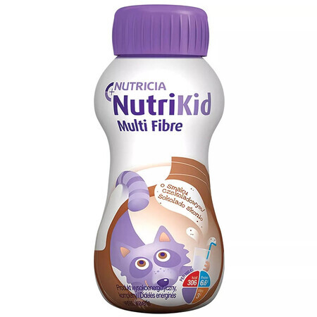 NutriKid Multi Fiber, preparado nutricional para niños mayores de 1 año, sabor chocolate, 200 ml