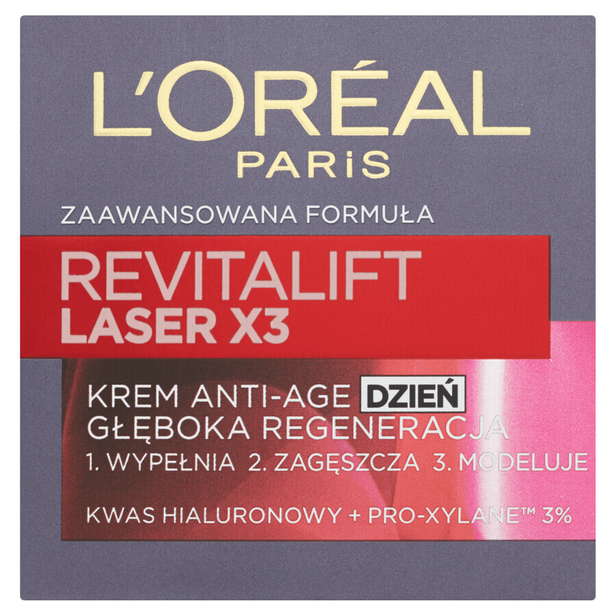 L'oreal Revitalift Laser X3, Crema anti-età 40+, rigenerazione intensiva, 50 ml