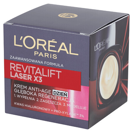 L'oreal Revitalift Laser X3, Crema anti-età 40+, rigenerazione intensiva, 50 ml