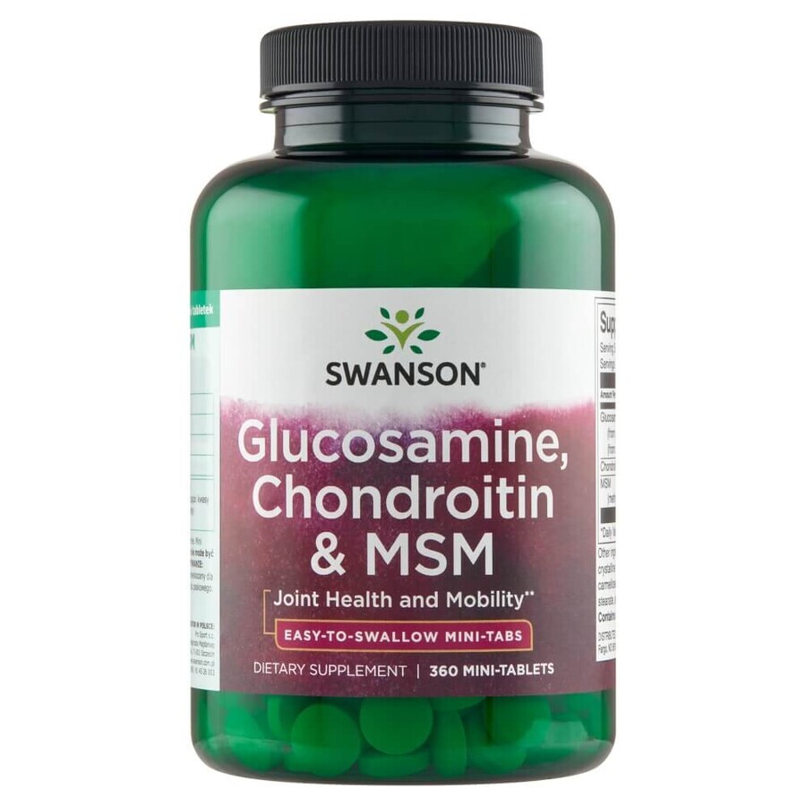 Swanson Glucosamine Chondroitin &amp; MSM, glucosamina, condroitina e MSM, 360 mini compresse