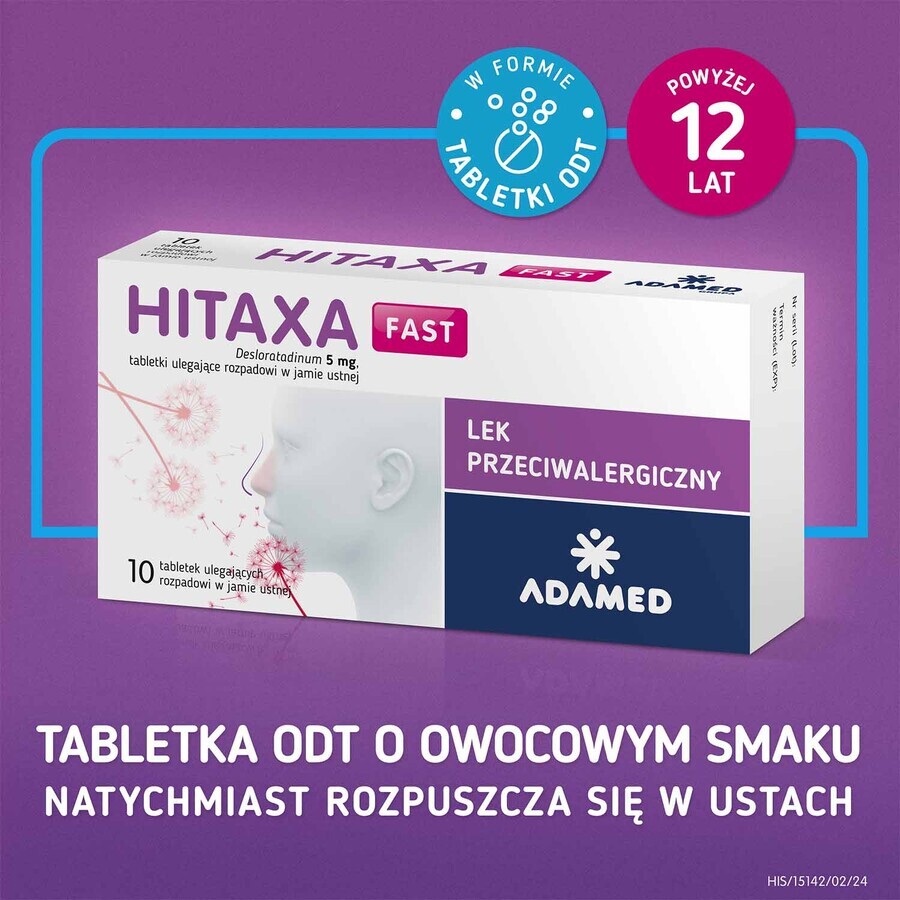 Hitaxa Fast 5 mg, 10 comprimate cu dezintegrare orală