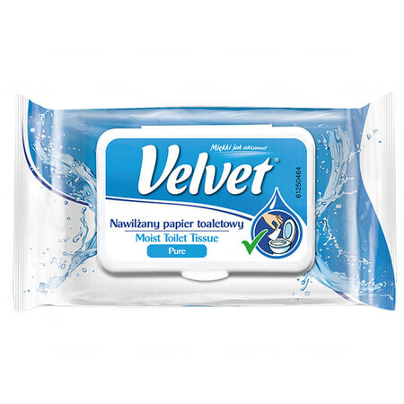 Velvet Pure, papel higiénico humedecido, con clip, 42 piezas