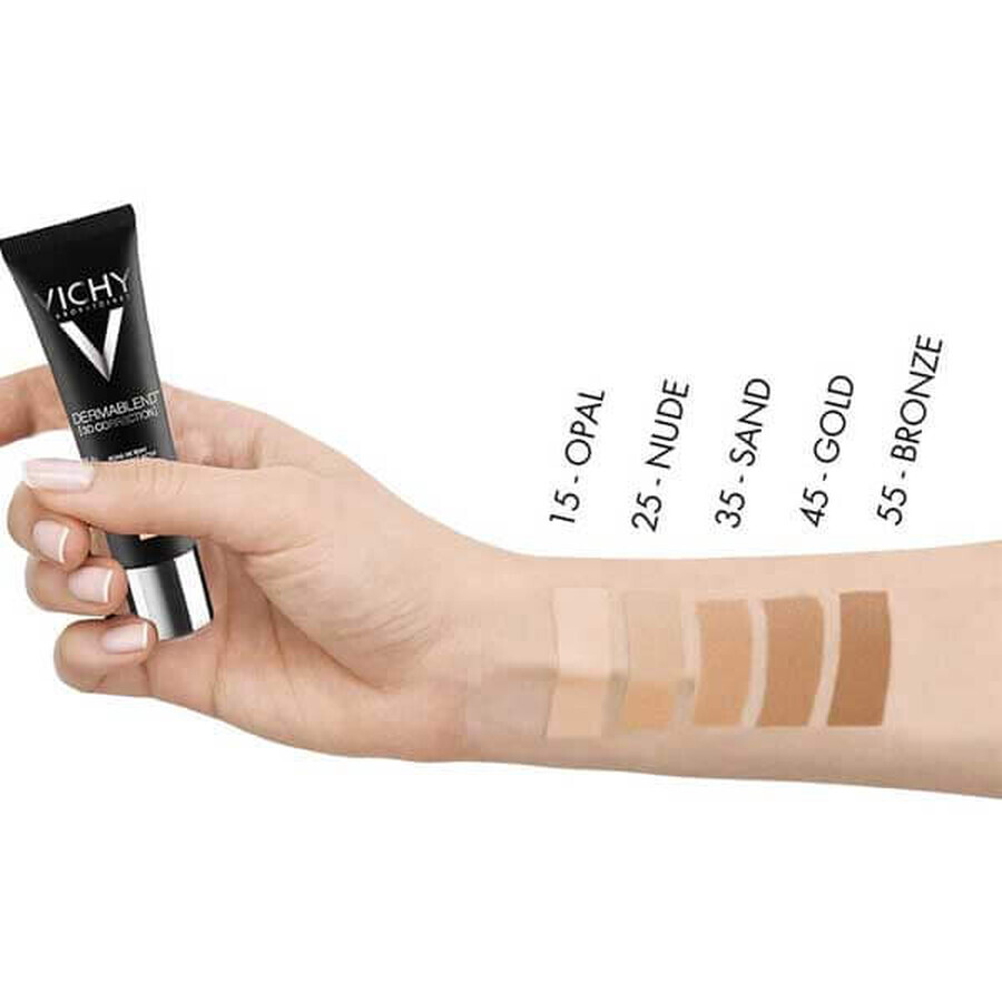 Vichy Dermablend Correcting 3D, foundation for leveling the skin surface, no. 35, Sand, 30 ml