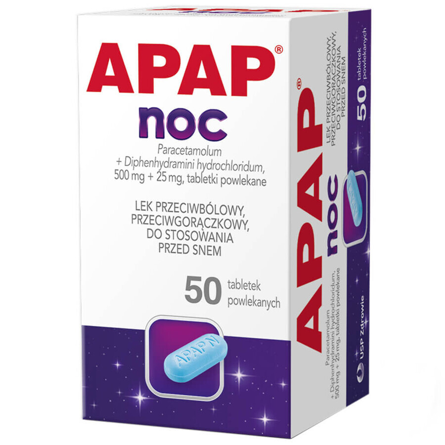 Apap Night 500 mg + 25 mg, 50 compresse rivestite con film