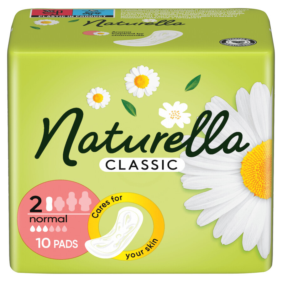 Naturella Classic, toallas sanitarias con alas, manzanilla Normal, 10 piezas