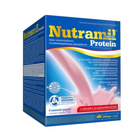 Olimp Nutramil Complex Protein, nutritional preparation, strawberry flavor, 72 gx 6 sachets