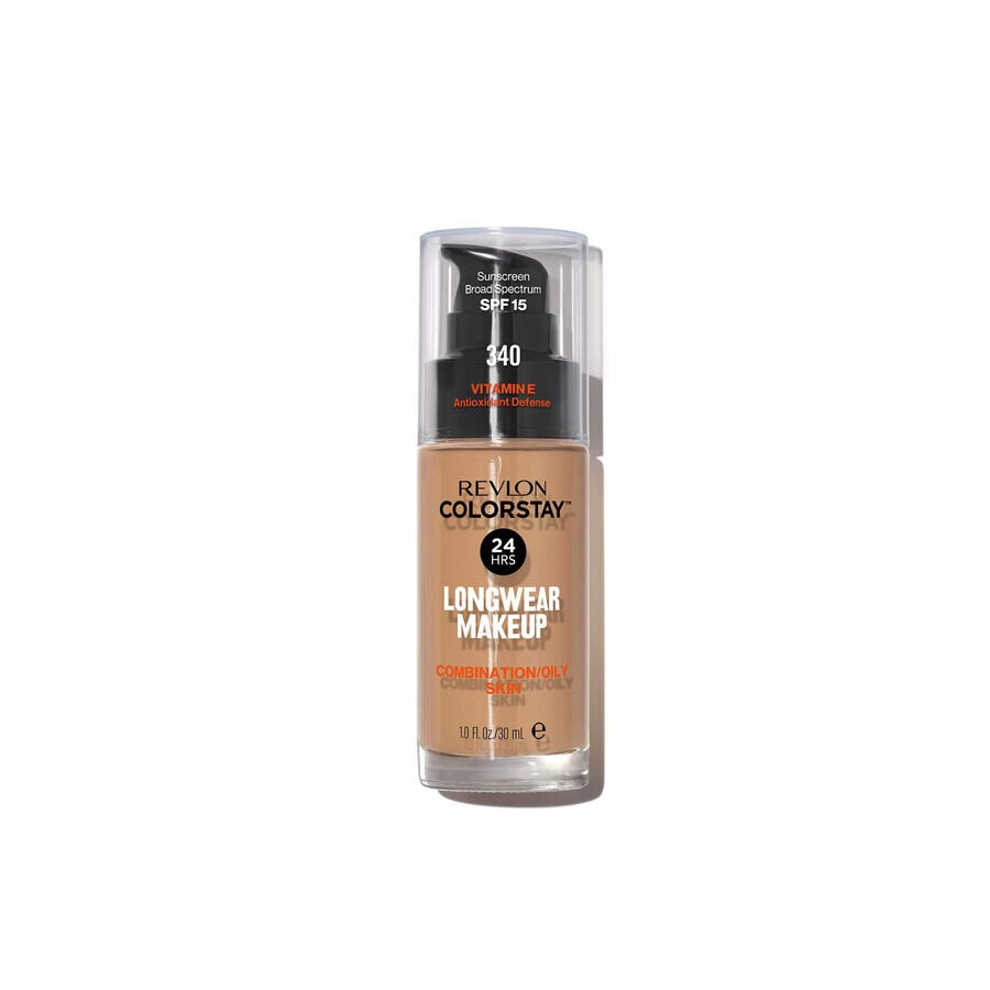 Revlon ColorStay, foundation for combination and oily skin, No. 340, Early Tan, with pump, 30 ml