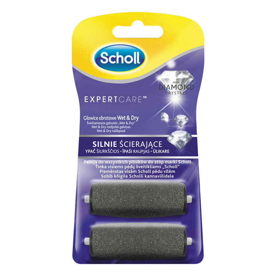 Scholl Expert Care, austauschbare Wet &amp; Dry Hochabrasive Rotationsköpfe mit Diamantkristallen, 2 Stück