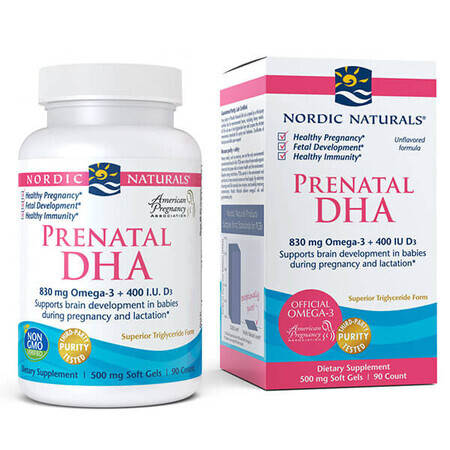 Nordic Naturals Prenatal DHA, Omega-3 + D3, 90 capsules