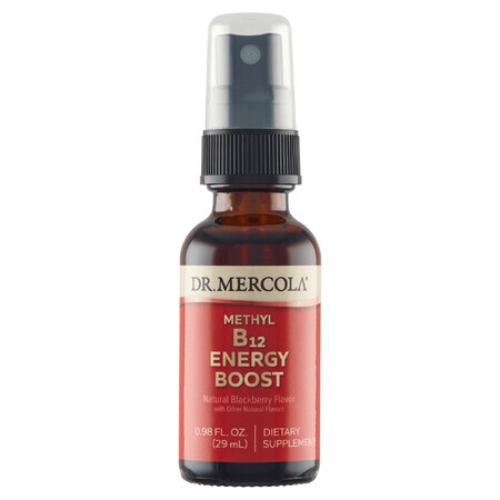 Dr. Mercola Methyl B12 Energy Booster, spray, gusto mora, 29 ml