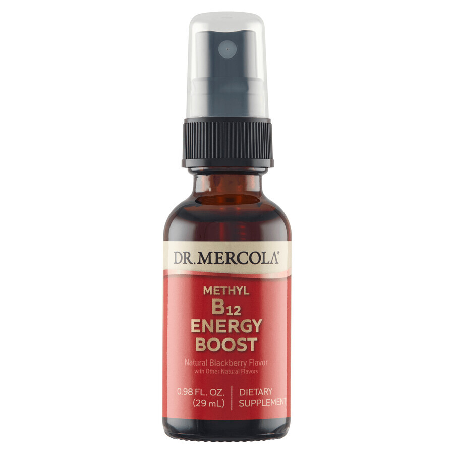 Dr. Mercola Methyl B12 Energy Booster, spray, gusto mora, 29 ml