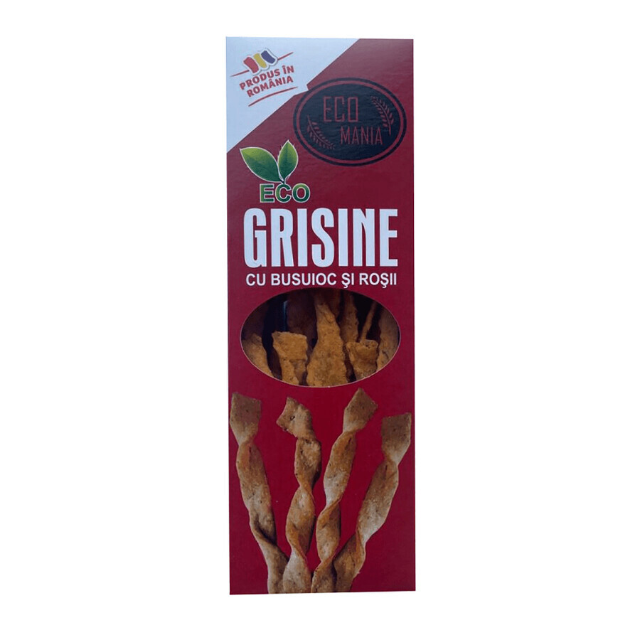 Organic Grisine with basil and tomatoes, 125 g, Ecomania