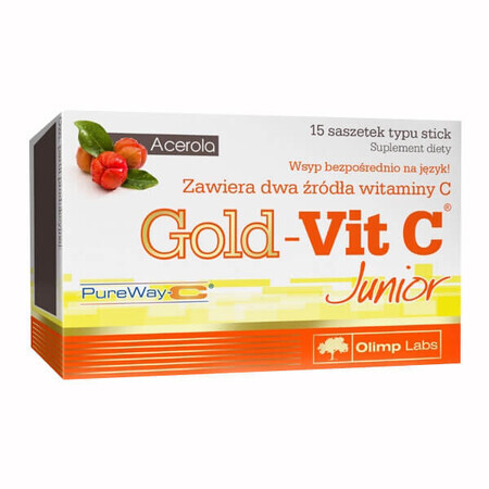 Olimp Gold-Vit C Junior, raspberry flavor, 15 sachets