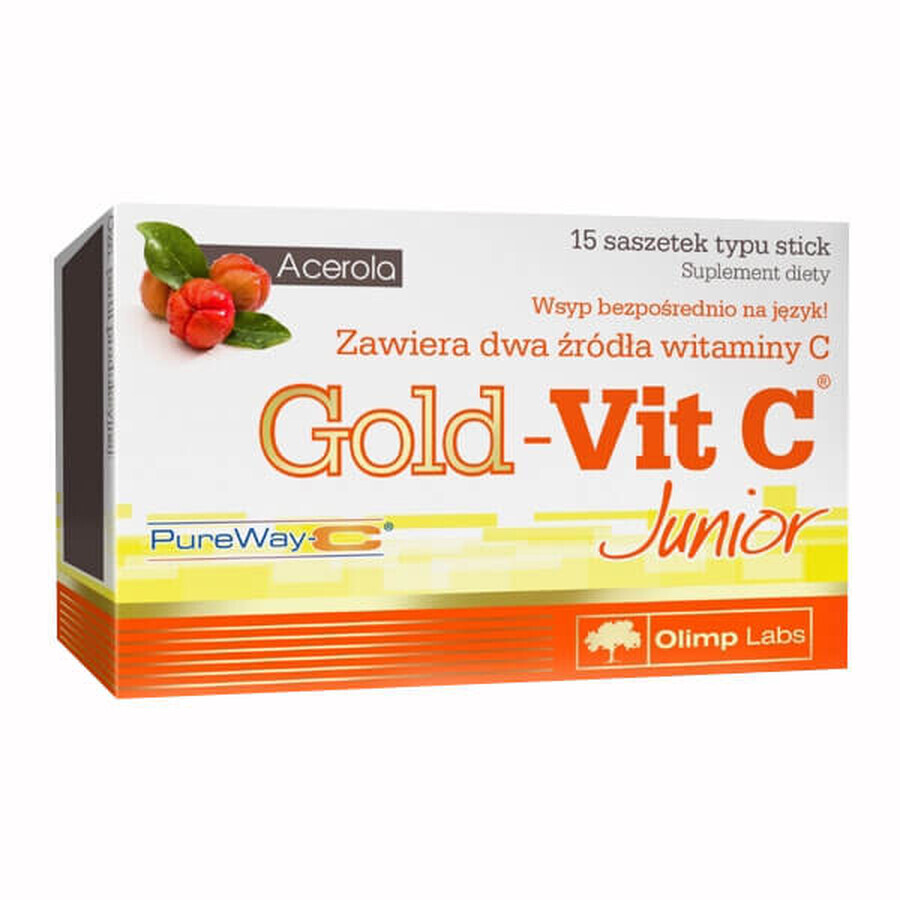 Olimp Gold-Vit C Junior, raspberry flavor, 15 sachets