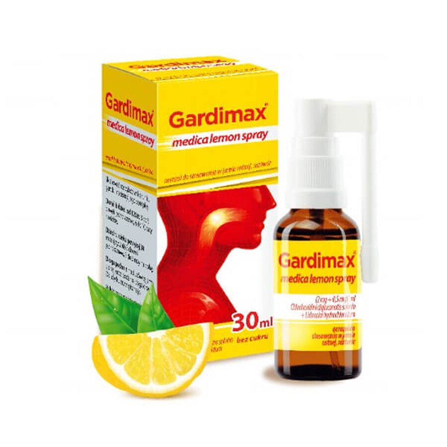 Gardimax Medica Lemon Spray (2 mg + 0,5 mg)/ml, spray oral, soluție, 30 ml