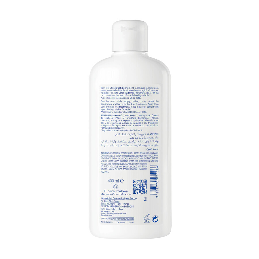 Ducray Anaphase+, shampoo anti-caduta, rinforza e dona volume, 400 ml