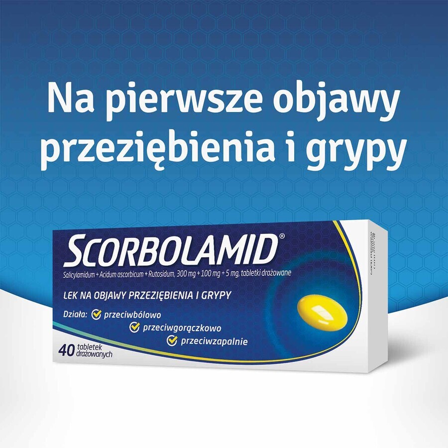 Escorbolamida 300 mg + 100 mg + 5 mg, 40 comprimidos recubiertos de azúcar