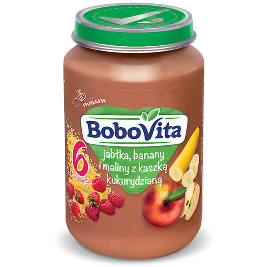 BoboVita Dessert, mela, banana e lampone con pappa di mais, dopo 6 mesi, 190 g