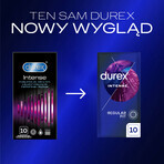 Durex Intense, preservativi con gel stimolante, a coste con bordino, 10 pezzi