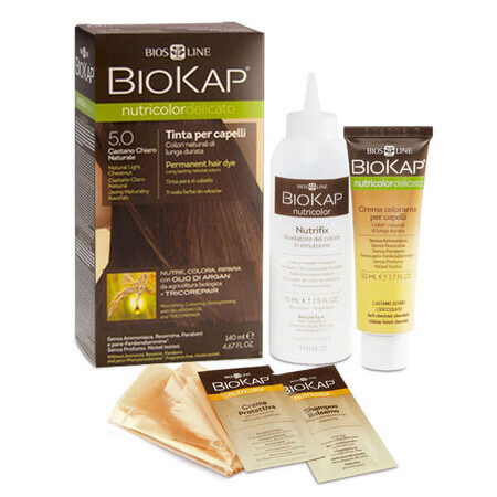 Biokap Nutricolor Delicato, colore per capelli, 5.0 castano naturale chiaro, 140 ml