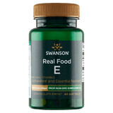 Swanson Real Food E, vitamine E naturelle 400 UI, 60 gélules