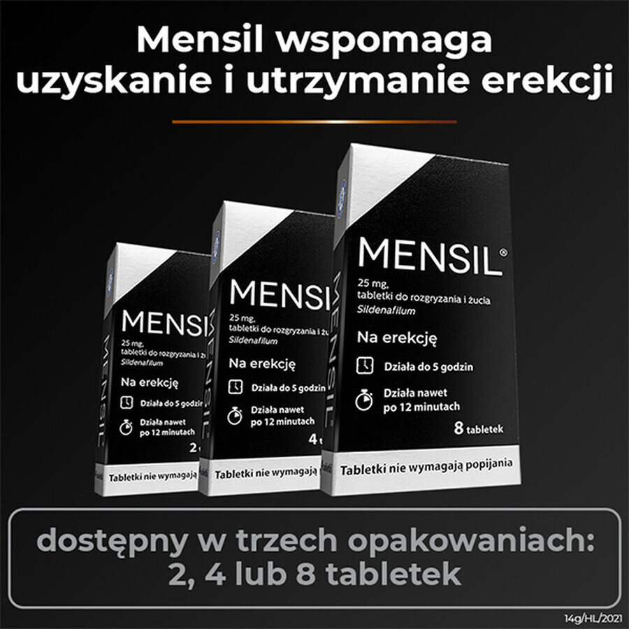 Mensil 25 mg, 2 comprimidos masticables