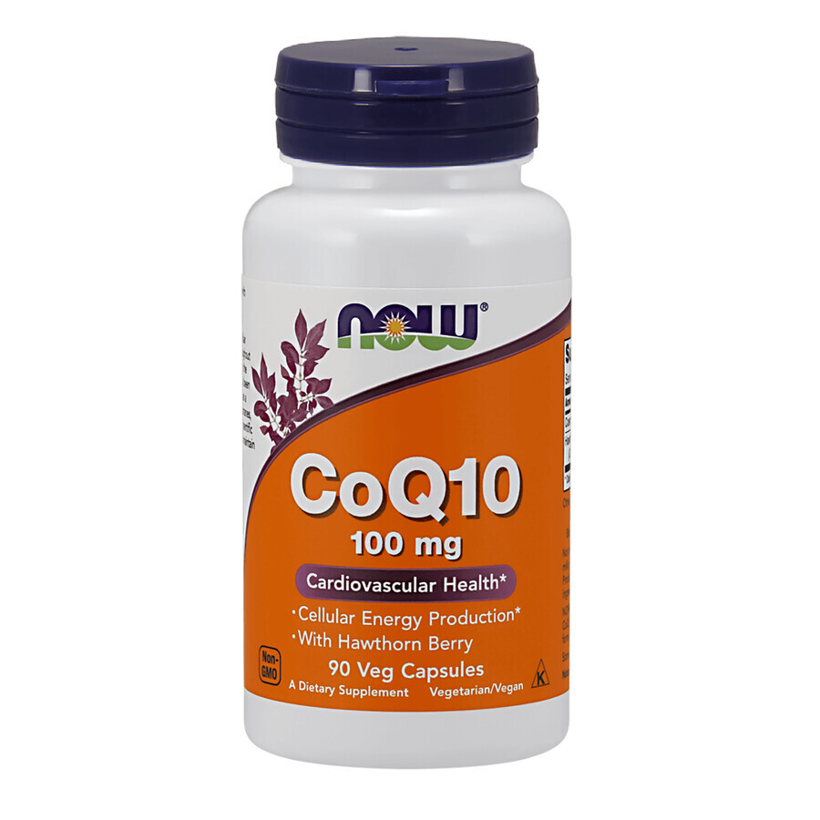 Now Foods, CoQ10, Coenzym Q10 100 mg + Weißdorn, 90 Kapseln