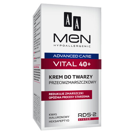 AA Men Advanced Care Vital 40+, crema viso antirughe, 50 ml