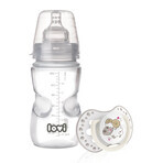 Lovi Medical+ set, anti-colic baby bottle with dynamic teat, porridge, from 6 months, 250 ml + pacifier, 3-6 months